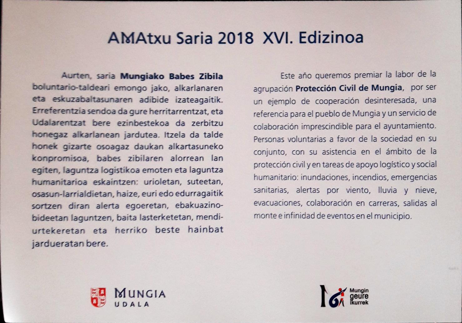 Mungia AMAtxu saria 2018